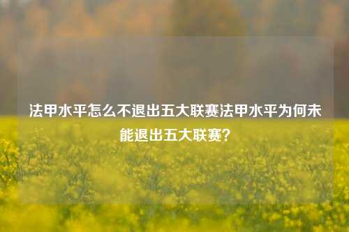 法甲水平怎么不退出五大联赛法甲水平为何未能退出五大联赛？