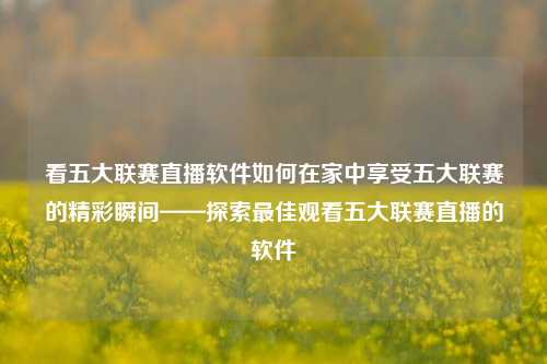 看五大联赛直播软件如何在家中享受五大联赛的精彩瞬间——探索最佳观看五大联赛直播的软件