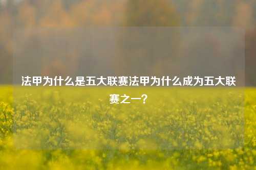 法甲为什么是五大联赛法甲为什么成为五大联赛之一？