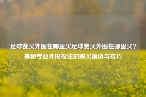 足球赛买外围在哪里买足球赛买外围在哪里买？揭秘专业外围投注的购买渠道与技巧