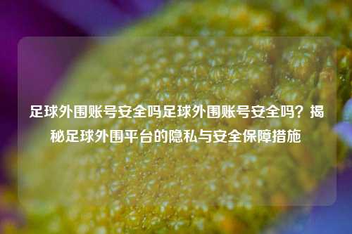 足球外围账号安全吗足球外围账号安全吗？揭秘足球外围平台的隐私与安全保障措施