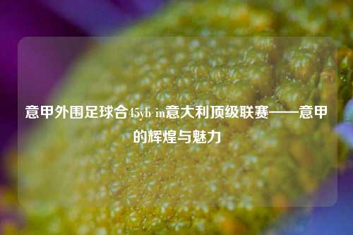 意甲外围足球合45yb in意大利顶级联赛——意甲的辉煌与魅力