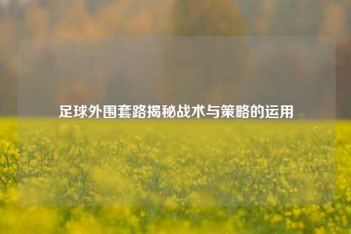 足球外围套路揭秘战术与策略的运用