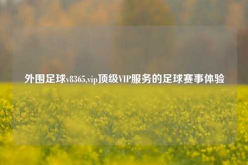 外围足球v8365,vip顶级VIP服务的足球赛事体验