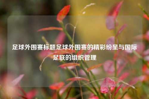 足球外围赛标题足球外围赛的精彩纷呈与国际足联的组织管理