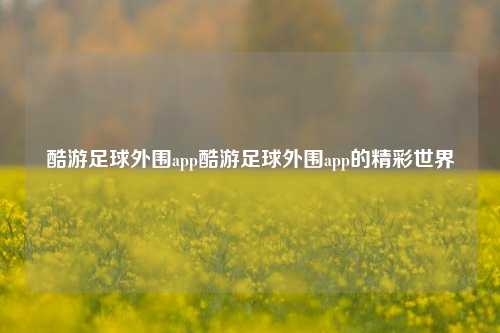 酷游足球外围app酷游足球外围app的精彩世界