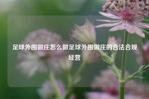 足球外围做庄怎么做足球外围做庄的合法合规经营