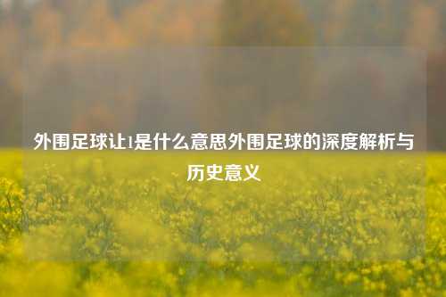 外围足球让1是什么意思外围足球的深度解析与历史意义