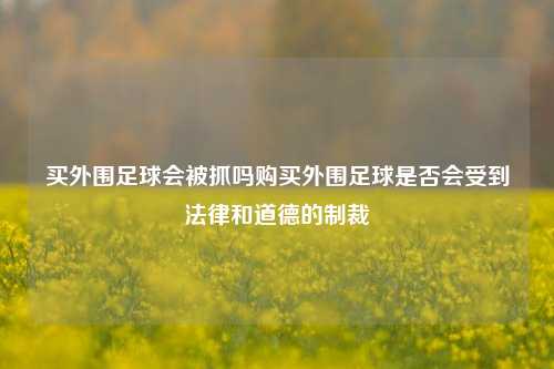 买外围足球会被抓吗购买外围足球是否会受到法律和道德的制裁