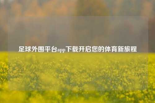 足球外围平台app下载开启您的体育新旅程