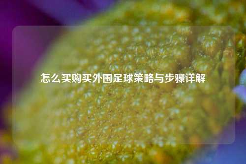 怎么买购买外围足球策略与步骤详解