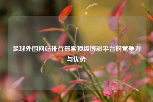 足球外围网站排行探索顶级博彩平台的竞争力与优势