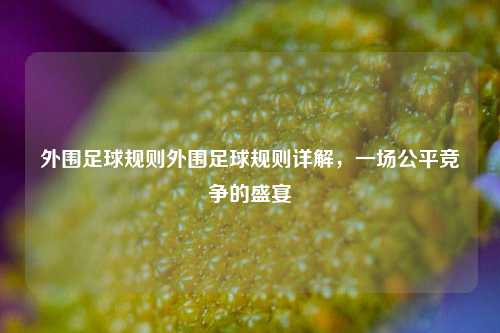 外围足球规则外围足球规则详解，一场公平竞争的盛宴