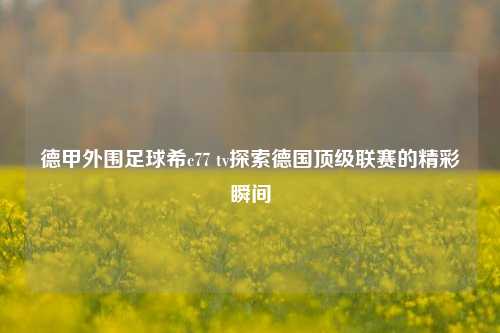 德甲外围足球希c77 tv探索德国顶级联赛的精彩瞬间