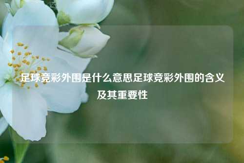 足球竞彩外围是什么意思足球竞彩外围的含义及其重要性