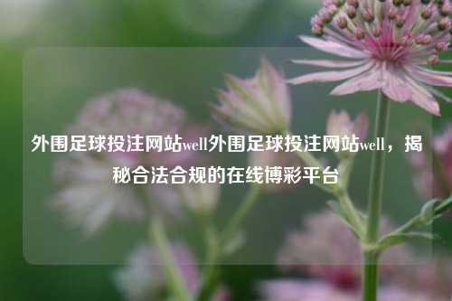 外围足球投注网站well外围足球投注网站well，揭秘合法合规的在线博彩平台