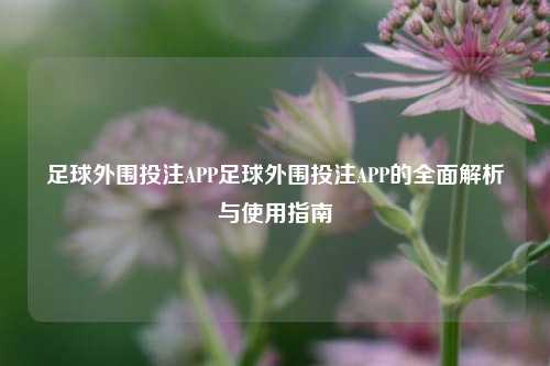 足球外围投注APP足球外围投注APP的全面解析与使用指南