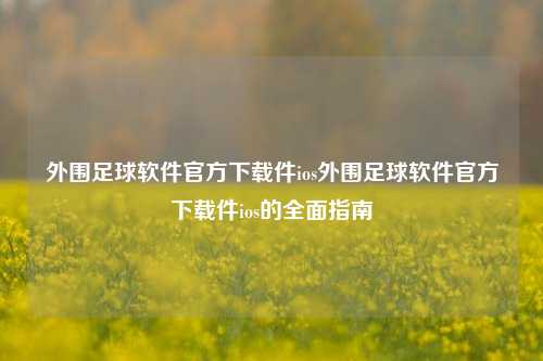 外围足球软件官方下载件ios外围足球软件官方下载件ios的全面指南