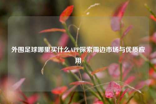外围足球哪里买什么APP探索周边市场与优质应用