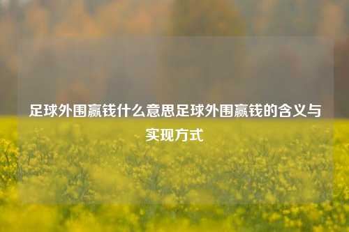 足球外围赢钱什么意思足球外围赢钱的含义与实现方式
