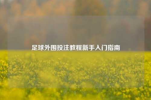 足球外围投注教程新手入门指南