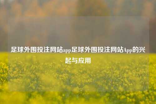 足球外围投注网站app足球外围投注网站App的兴起与应用