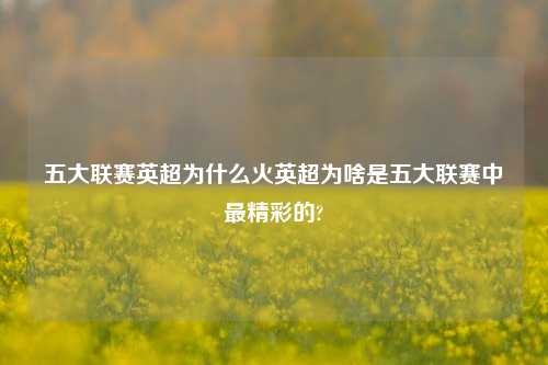 五大联赛英超为什么火英超为啥是五大联赛中最精彩的?